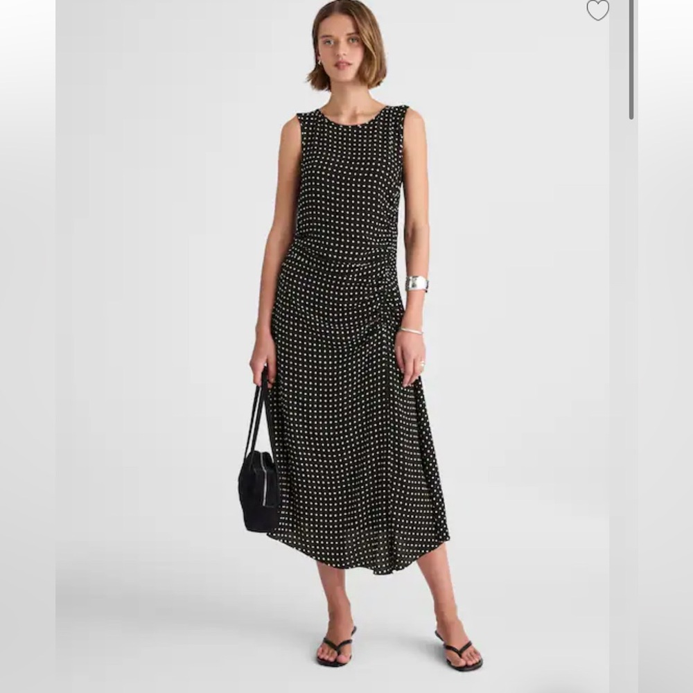 Madewell Asymmetrical Ruched Midi Dress in Dot